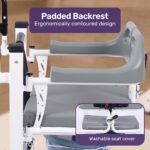 Equipmed Patient Lift Transfer Chair, Easy Hydraulic Height Adjustment, Shower Compatible, Over Toilet, Removable Commode, for Seniors Elderly Disabled - Image 5