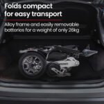 EQUIPMED Power Electric Wheelchair, Airline Approved Wheel Chair, Lightweight, Folding, Long Range, Lithium Batteries, Black & Silver - Image 3