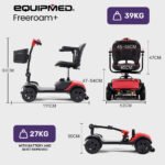 EQUIPMED FreeRoam+ Mid-Sized Lithium Fast Easy Charge Mobility Scooter, Red - Image 2