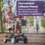 EQUIPMED FreeRoam+ Mid-Sized Lithium Fast Easy Charge Mobility Scooter, Red - Image 3