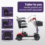 EQUIPMED FreeRoam+ Mid-Sized Lithium Fast Easy Charge Mobility Scooter, Red - Image 7