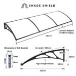 SHADE SHIELD 3x1m Aluminium Exterior Awning, Black DIY External UV Rain Protection Clear Polycarbonate Canopy Cover - Image 2