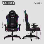 Overdrive Gaming Chair, with Bluetooth Speakers, RGB LED Lights, Reclining Game Armchair, Black - Image 2