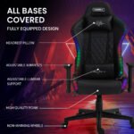 Overdrive Gaming Chair, with Bluetooth Speakers, RGB LED Lights, Reclining Game Armchair, Black - Image 3