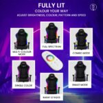 Overdrive Gaming Chair, with Bluetooth Speakers, RGB LED Lights, Reclining Game Armchair, Black - Image 4