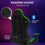 Overdrive Gaming Chair, with Bluetooth Speakers, RGB LED Lights, Reclining Game Armchair, Black - Image 7