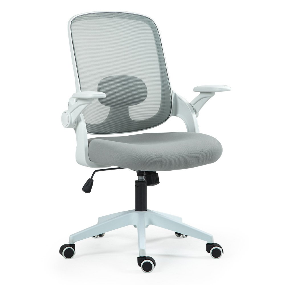 V219-OFFOCRFOE5GA-202504141839-00 Fortia Ergonomic Office Desk Chair, Coolmesh Fabric, Adjustable Recline, Grey Mesh/White Frame - Image 1
