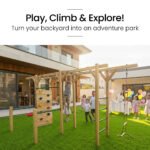 ROVO KIDS Ultimate Outdoor Monkey Bars Playset Frame, with Climbing Wall, Disc Swing, Rope Ladder - Image 2