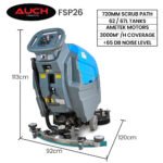 Auch FSP26 Self-Propelled Floor Scrubber & Dryer, 720mm, Battery Powered, Walk Behind, Multi-purpose Commercial Grade Machine - Image 2