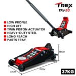 T-REX 3000KG Hydraulic Trolley Floor Jack, High Lift, Dual Pump, Quick Release Handle - Image 2
