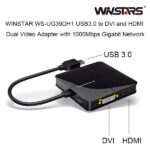 Winstars USB 3.0 Dual Head Display with Gigabit Ethernet Adapter (WS-UG39DH1) - Image 3
