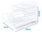 2 Tier Dish Drainer with Cutlery Holder White - Image 3