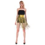 Sequin Belt w/Fringe Skirt Belly Dance Dancer Costume Party - Gold/Yellow - Image 3