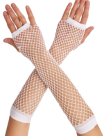 12x Long Elbow Length Fishnet Gloves Fingerless 70s 80s Womens Costume Party Bulk in White - Image 2