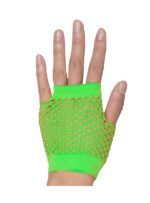24 Pair Fishnet Gloves Fingerless Wrist Length 70s 80s Costume Party Fluro Green - Image 3