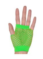 24 Pair Fishnet Gloves Fingerless Wrist Length 70s 80s Costume Party Fluro Green - Image 4