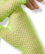 24 Pair Fishnet Gloves Fingerless Wrist Length 70s80s Costume Party Fluro Yellow - Image 3