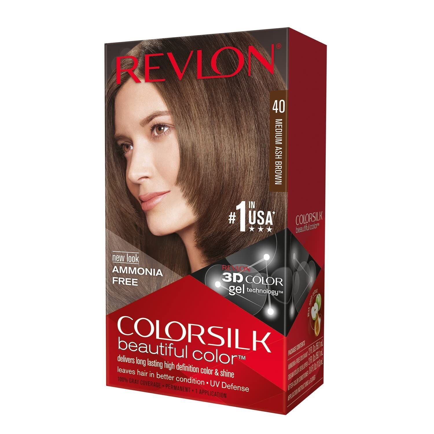 V563-309978695400-202511241015-00 Revlon ColorSilk Beautiful 3D Permanent Hair Colour Keratin - 40 Medium Ash Brown - Image 1