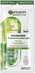 Garnier 15g Skin Active Ampoule Sheet Mask Kale/ Niacinamide - Image 2