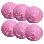 6x PARASOL UMBRELLA Chinese Japanese Bamboo Flower Pattern 80cm Large BULK - Light Pink - Image 2