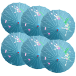 6x PARASOL UMBRELLA Chinese Japanese Bamboo Flower Pattern 80cm Large BULK - Sky Blue - Image 2