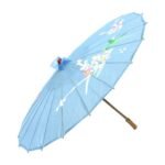 6x PARASOL UMBRELLA Chinese Japanese Bamboo Flower Pattern 80cm Large BULK - Sky Blue - Image 3