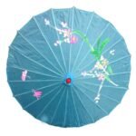 6x PARASOL UMBRELLA Chinese Japanese Bamboo Flower Pattern 80cm Large BULK - Sky Blue - Image 4