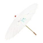 6x PARASOL UMBRELLA Chinese Japanese Bamboo Flower Pattern 80cm Large BULK - White - Image 3