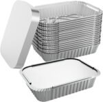 96x Aluminium Disposable Foil Food Container Trays Pans w/ Lids Covers Bulk 24cm*18cm*6cm