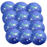 12x PARASOL UMBRELLA Chinese Japanese Bamboo Flower Pattern 80cm Large BULK - Blue - Image 2