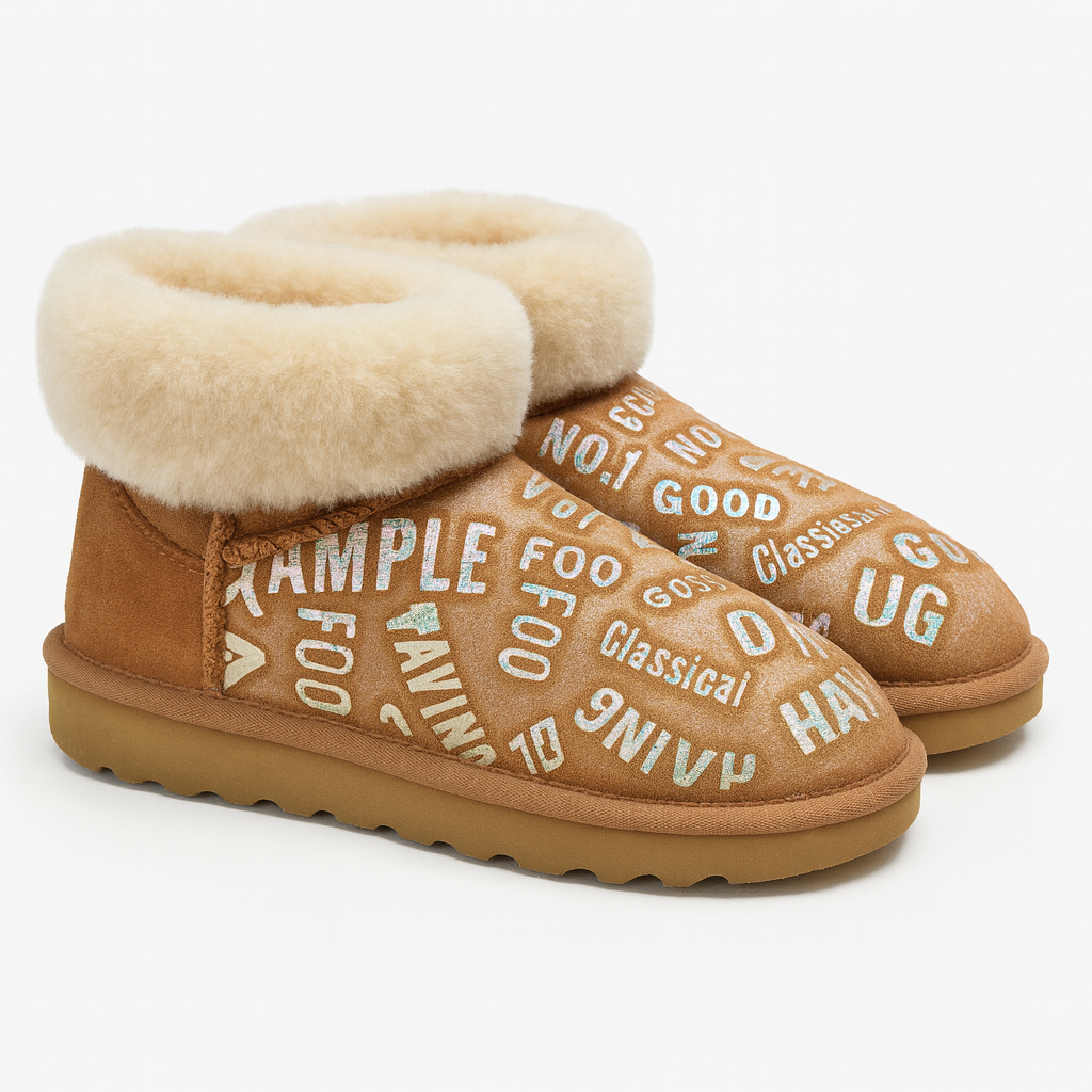 V563-D2390-CHESTNUT-8-202511171120-00 Womens Australian Sheepskin Wool Fur Mini UGG Ankle Boots in Metallic Chestnut - 8 - Image 1