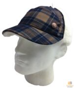 Plaid Supre Trapper Ushanka Hat Sherpa Lined Winter Ear Flap Cap - Navy/Khaki - S/M