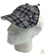Plaid Supre Trapper Ushanka Hat Sherpa Lined Winter Ear Flap Cap - Black/Grey - S/M
