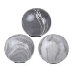 Set 3 Grey Marbleized Balls 10cm