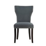 Set 2 Studded Grey Velvet Look Armless Dining Chairs 94cm - Image 2