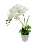 Artificial One Stem Orchid In Plastic Pot 10x46cm - Image 2