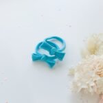 Handmade Simple Bow metal free hair ties -Sky - 1 Pairs - Bright Pink - Image 2