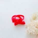 Handmade Simple Bow metal free hair ties -Sky - 1 Pairs - Bright Pink - Image 3