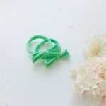 Handmade Simple Bow metal free hair ties -Sky - 1 Pairs - Bright Pink - Image 4