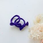 Handmade Simple Bow metal free hair ties - Violet - 1 Pairs - Violet - Image 2