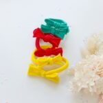 Handmade Simple Bow metal free hair ties -POP - 3 Pairs Pop Colour - Image 8