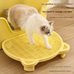 Grey Elevated Cat Litter Trapping Mat - Dual-Layer Scatter Control Tray with Grate - Image 2