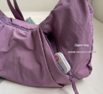 Pink Lightweight Crescent Crossbody Bag - Slouchy Nylon Hobo Purse for Casual Everyday Use - Image 3