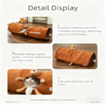 Green bamboo panda Premium Soft Suede Cat Tunnel - Collapsible Play Tube with Peek-a-Boo Hole & Hanging Ball(1.2m) - Image 3