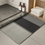 Quicksand and golden grey Modern Absorbent Diatomaceous Earth Bath Mat - Quick Dry, Non-Slip, Soft Bathroom Floor Mat - Image 2