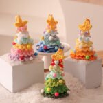2 Pcs Handmade Crochet Christmas Tree Ornament - Plush Knitted Decoration with Bell - Ideal for Home, Car & Holiday Decor(Style E) - Image 3
