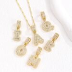 Sparkling Cubic Zirconia Initial Letter Necklace Set - Gold Plated Two-Piece Design(C) - Image 4