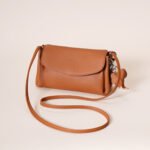 Genuine Leather Flap Crossbody Bag with Elephant Charm - Compact & Stylish Shoulder Purse(Dark gray) - Image 2