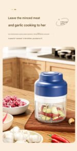 Powerful Mini Electric Food Chopper - USB Rechargeable Cordless Garlic & Meat Mincer(purple 250ml + 4-blade knife) - Image 3