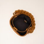 Genuine Leather Mini Bucket Bag with Braided Handle - Chic Drawstring Crossbody Purse(white) - Image 5